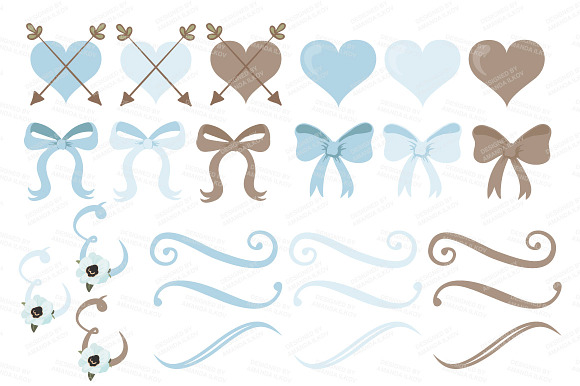 Soft Blue Vector Bicycle & Flowers in Illustrations - product preview 4
