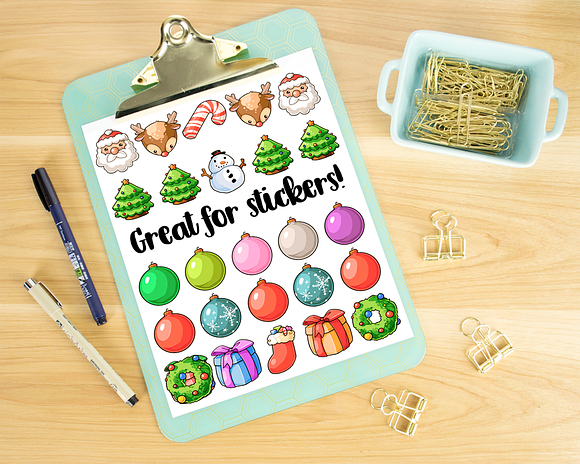 Kawaii Christmas Clipart in Illustrations - product preview 2