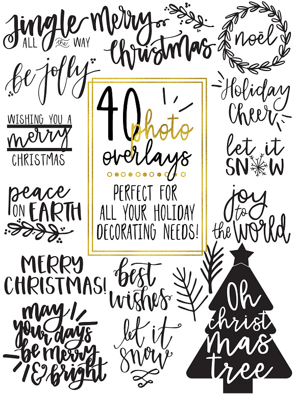 Christmas Photo Overlays + Free Font in Illustrations - product preview 1