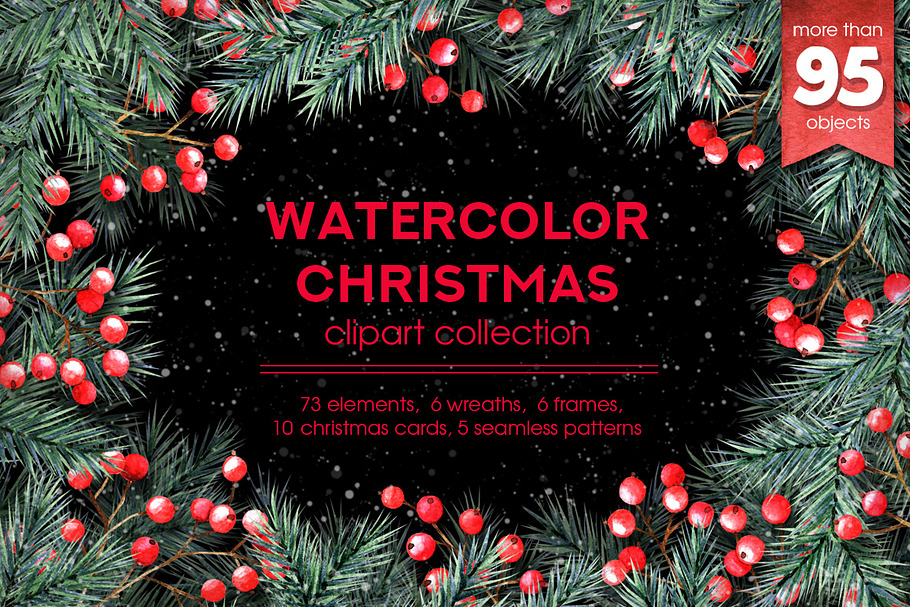 Watercolor Christmas cliparts in Illustrations - product preview 8