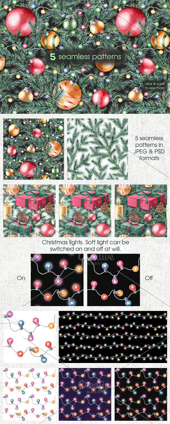 Watercolor Christmas cliparts in Illustrations - product preview 6