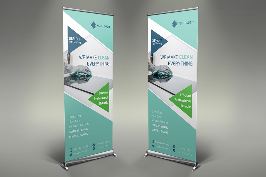Cleaning Services Roll Up Banner in Templates - product preview 8