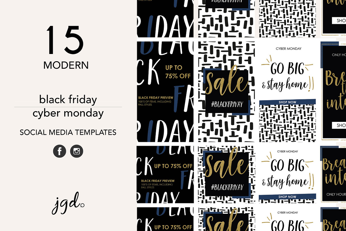 Black Friday + Cyber Monday Bundle in Instagram Templates - product preview 8