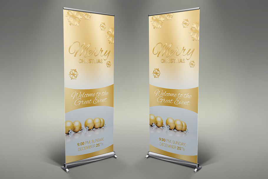 Merry Christmas Roll Up Banner