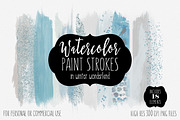 Winter Blue Watercolor Brush Strokes