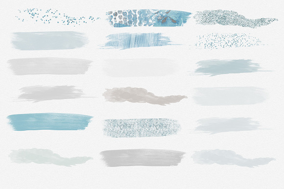 Winter Blue Watercolor Brush Strokes in Objects - product preview 1