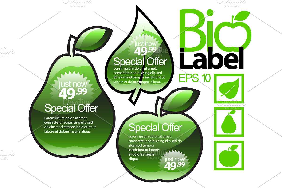 Shiny green gloss eco labels in Objects - product preview 8