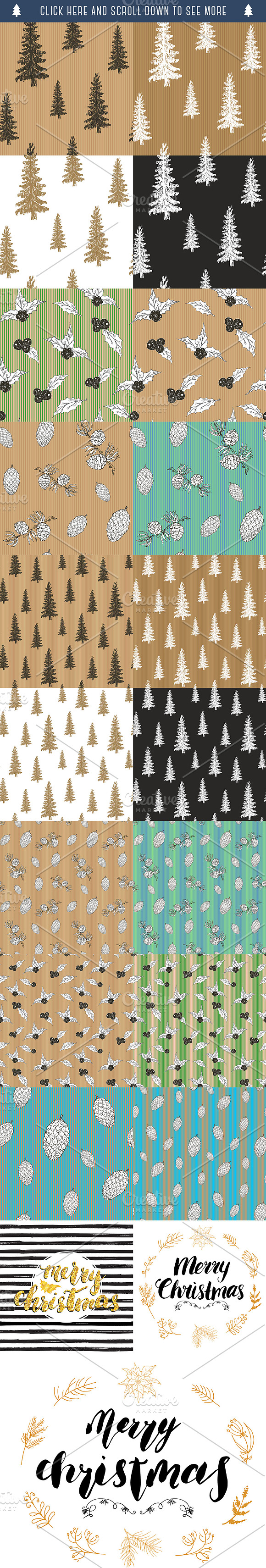 Retro Christmas Patterns Set in Patterns - product preview 2
