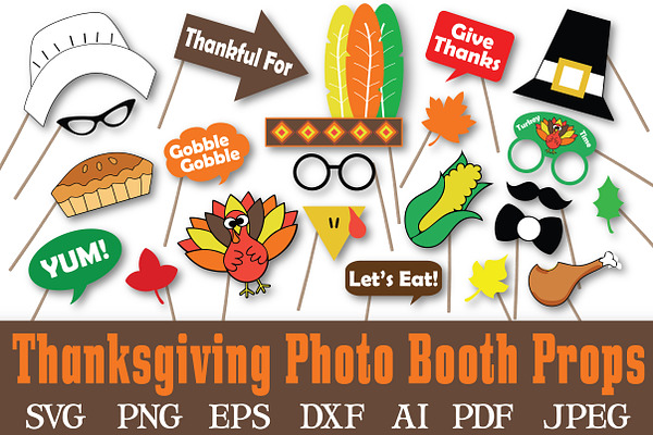 Thanksgiving Photo Booth Props - SVG