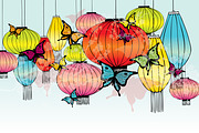 colorful lanterns vector