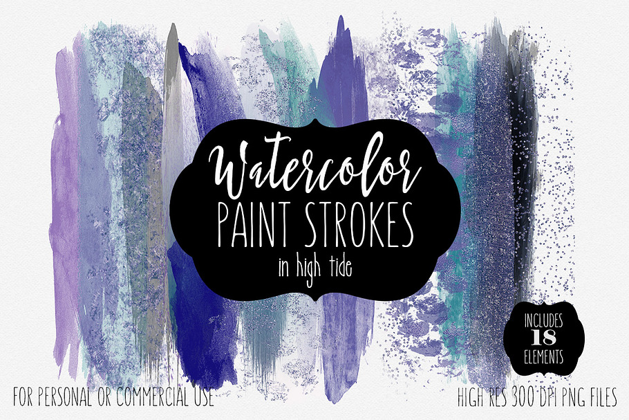 Ocean Blues Watercolor Brush Strokes in Textures - product preview 8