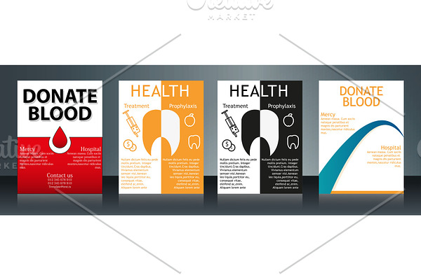 Collection of stylish Flyers, Templates or Banners for Medical and Health Care concept.