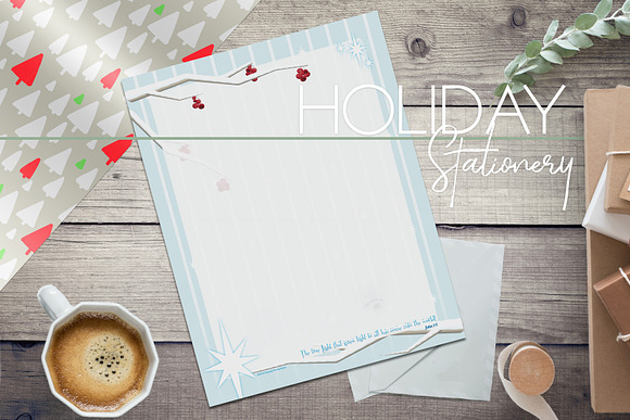 True Light Winter Berry Stationery in Stationery Templates - product preview 1
