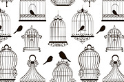 Vintage bird cages pattern