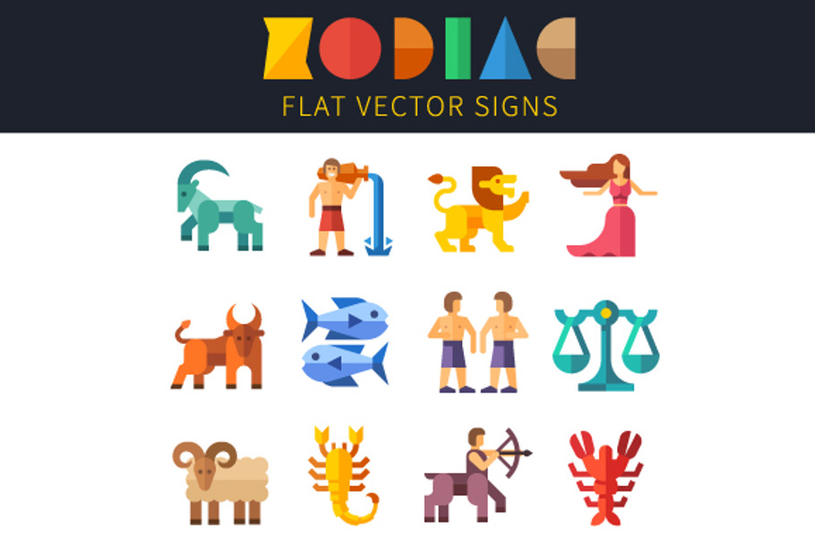 Flat zodiac signs, astrology. in Illustrations - product preview 8