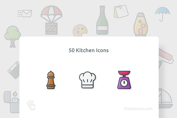 50 Kitchen Vector Outline Color Icon