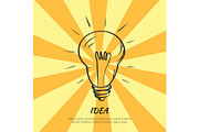Symbol of Idea Electric Bulb Sketch with Light