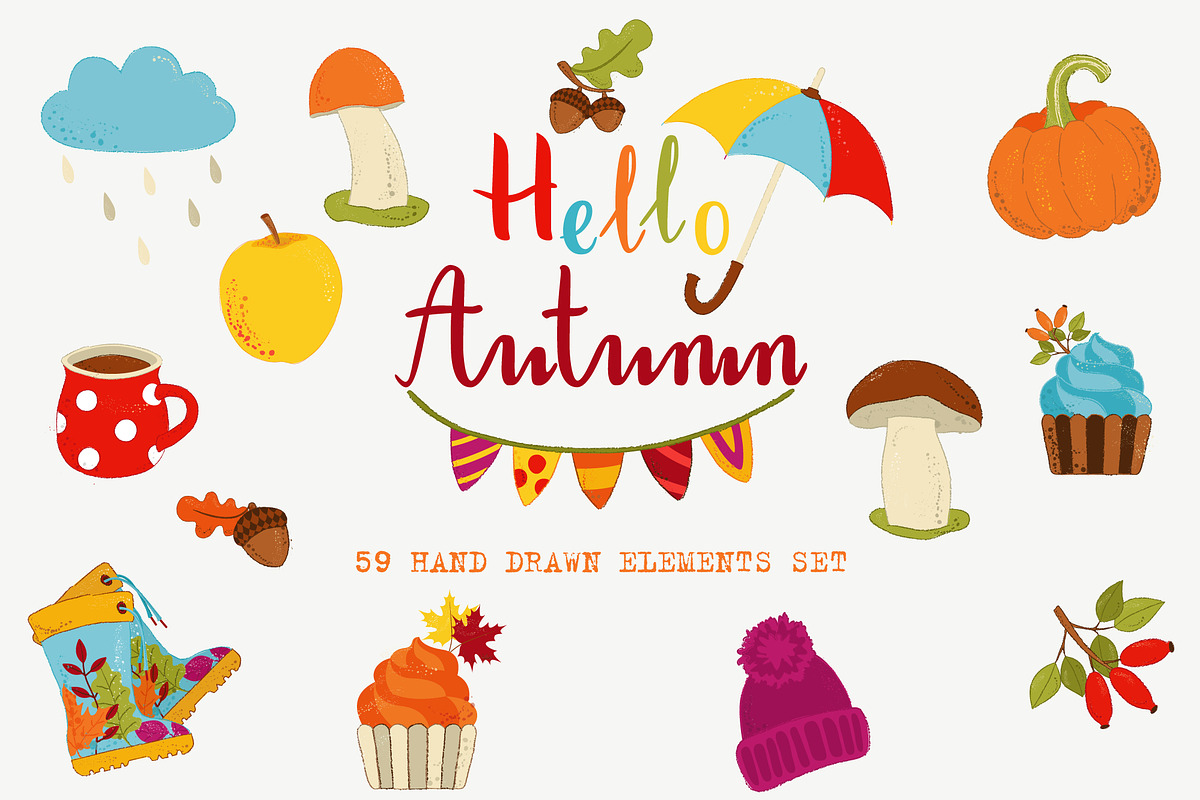 Cute Autumn Big Set in Illustrations - product preview 8