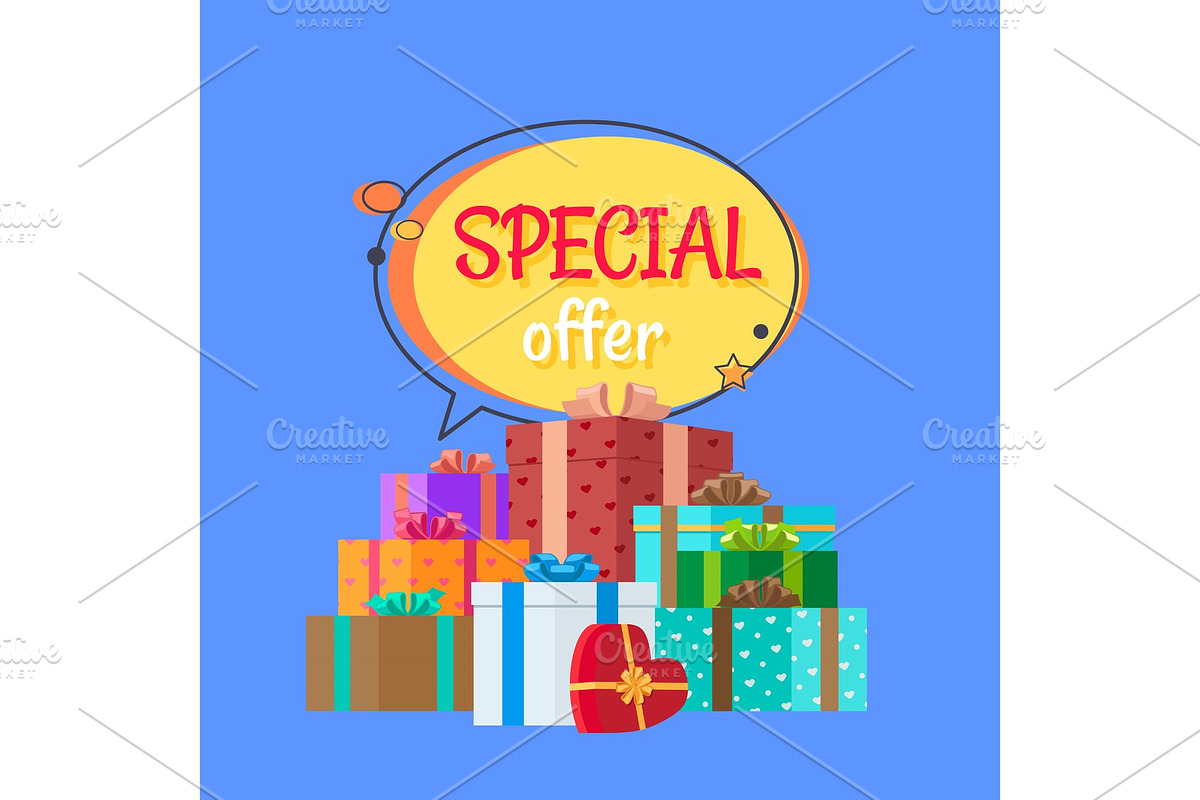 Special Offer Free Gifts Poster with Decor Boxes in Illustrations - product preview 8