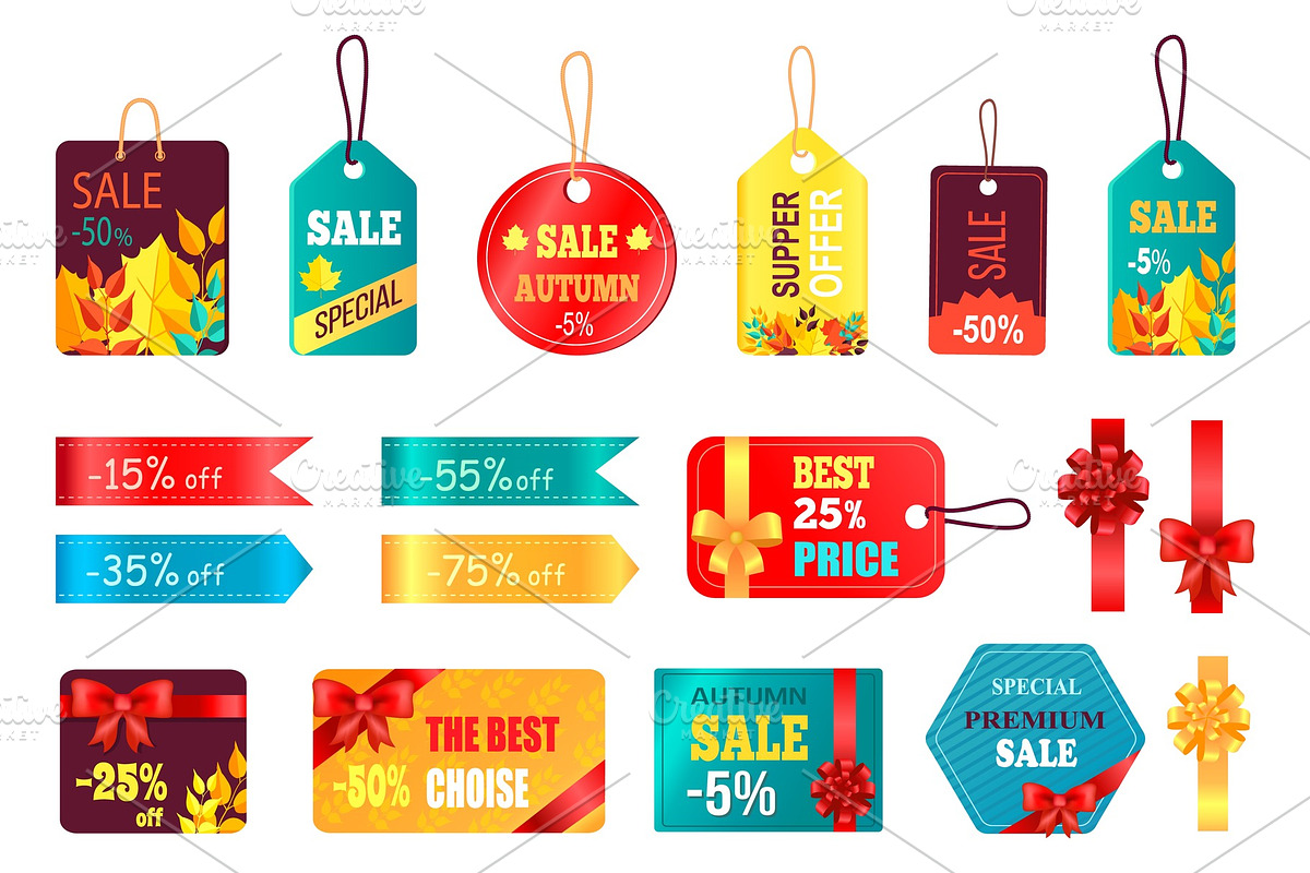 Autumn Special Sale Tags Icon Vector Illustration in Illustrations - product preview 8