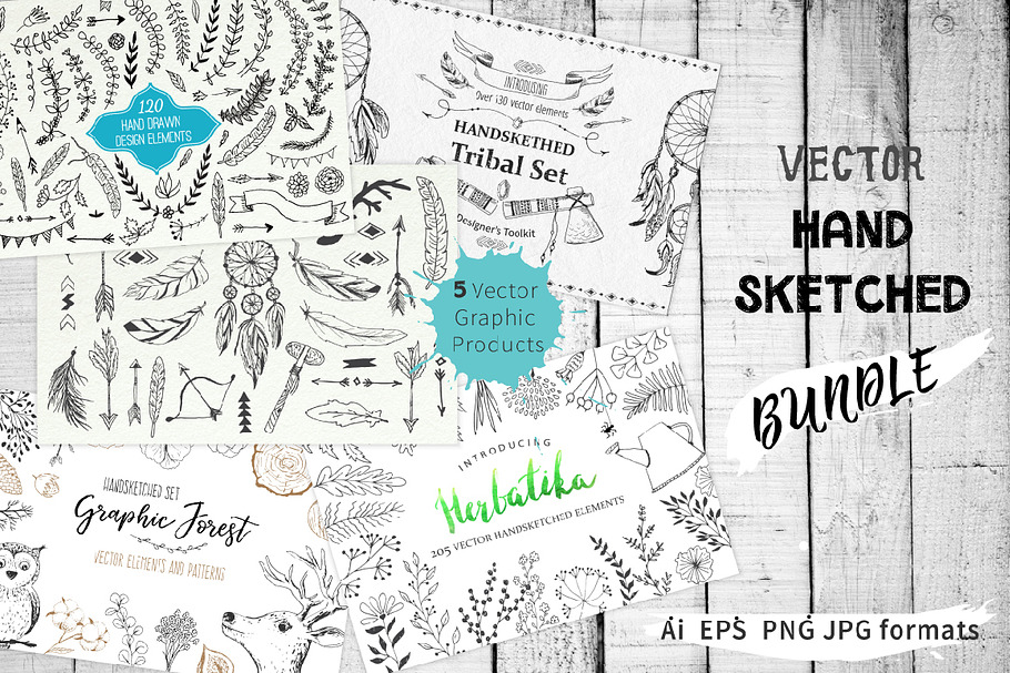 Vector Hand Sketched BUNDLE in Illustrations - product preview 8