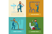 Concept pictures set of plumber at work