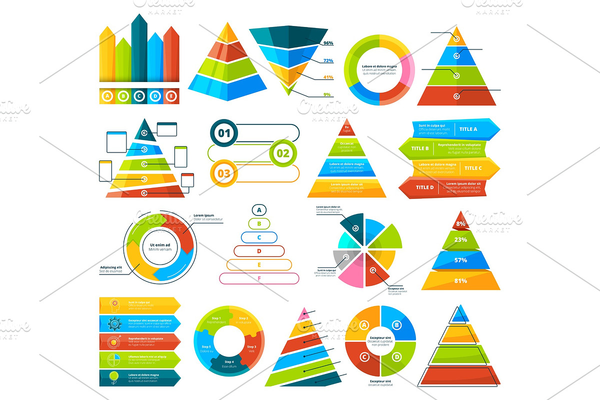 Big vector collection of infographic elements. Pie charts, graphs, diagram and triangles in Graphics - product preview 8