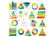 Big vector collection of infographic elements. Pie charts, graphs, diagram and triangles