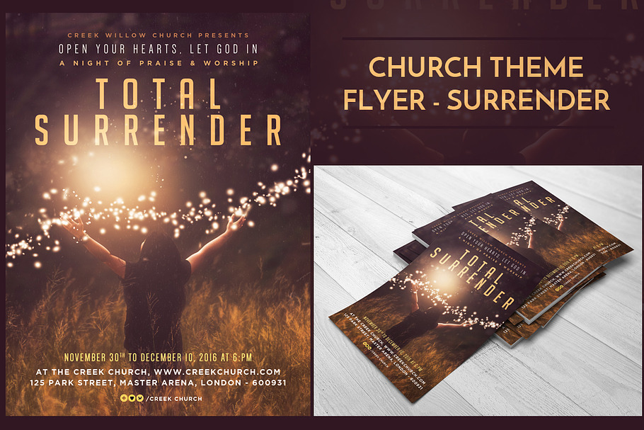 Church Christian Flyer - Surrender in Flyer Templates - product preview 8