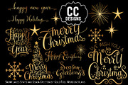 Christmas Gold Foil Text Words 