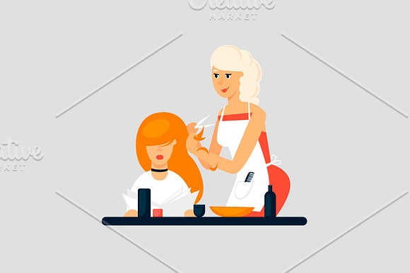 Hairdresser, Rocking chair, Library in Illustrations - product preview 2
