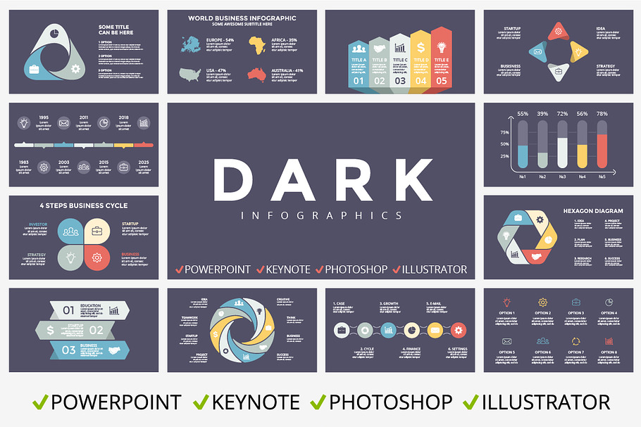 DARK Infographics | FREE Updates in Keynote Templates - product preview 8