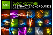 Mega collection of neon glowing waves