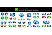 Mega collection of glass round shapes, circles and sphere banner templates, internet web boxes