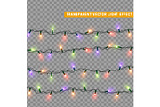 Christmas lights isolated realistic design elements.