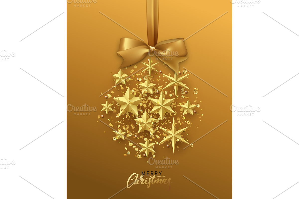 Christmas golden ball made of gold stars. in Illustrations - product preview 8