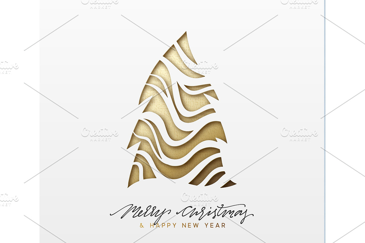 Christmas background, design Xmas golden tree of texture paper in Graphics - product preview 8