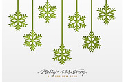 Christmas background, design green snowflakes texture paper