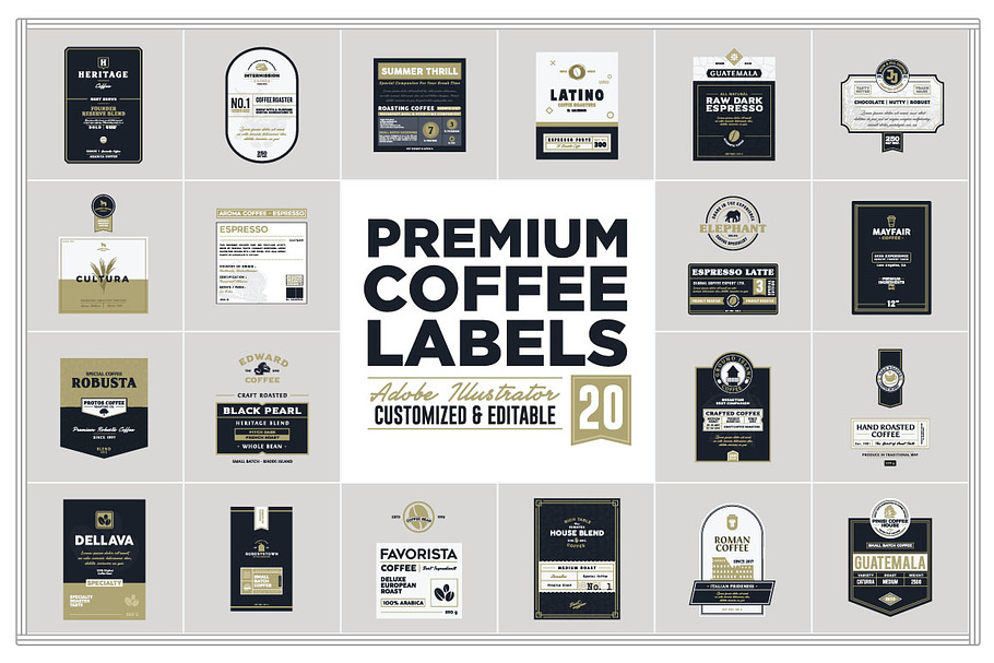 Premium Coffee Labels in Logo Templates - product preview 8