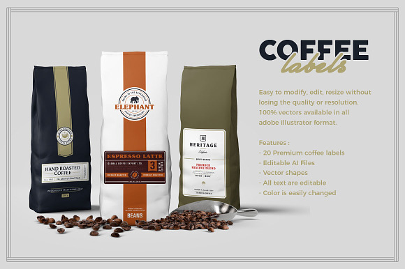 Premium Coffee Labels in Logo Templates - product preview 5
