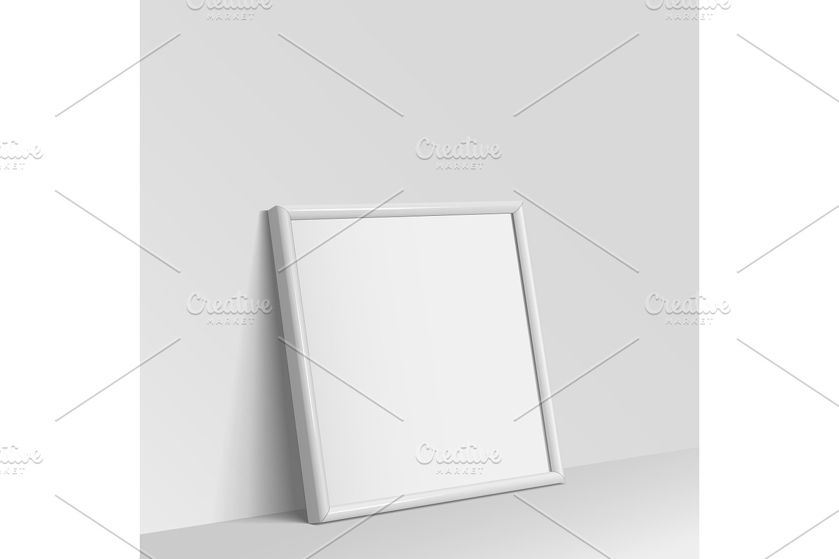 Realistic White square shape frame in Print Mockups - product preview 8