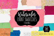 Watercolor Paint Swatches & Confetti