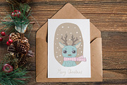 set of Christmas cards with animals