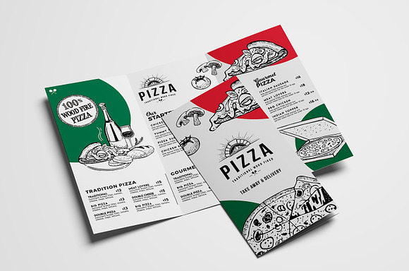 Tri-Fold Pizza Menu Template in Brochure Templates - product preview 1
