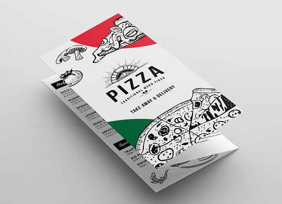 Tri-Fold Pizza Menu Template in Brochure Templates - product preview 2