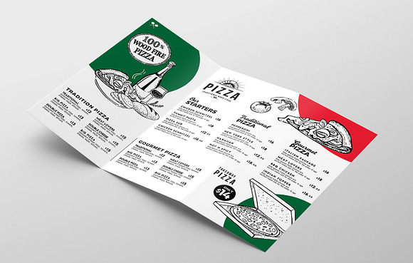 Tri-Fold Pizza Menu Template in Brochure Templates - product preview 4
