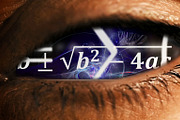 Eye iris with math equations mess inside