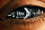 Eye iris with math equations mess inside