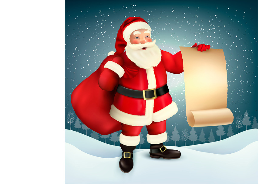 Christmas greeting card with Santa in Illustrations - product preview 8