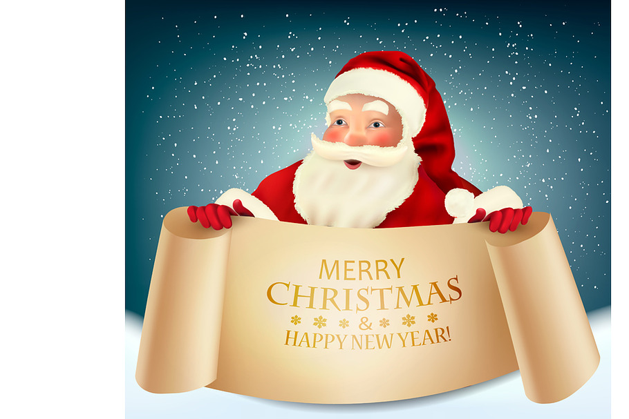 Christmas greeting card with Santa C in Illustrations - product preview 8